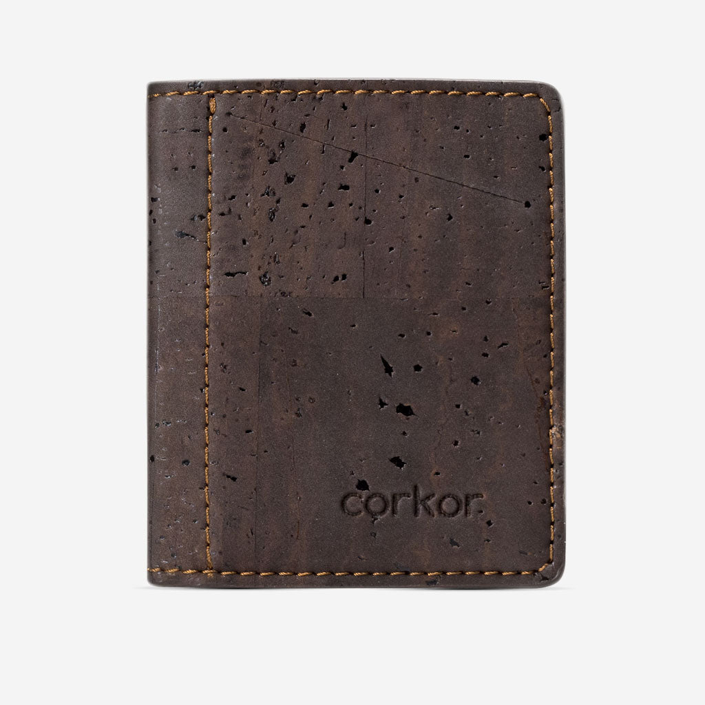 Kork Karten-Portemonnaie mit Kleingeld-Fach Dark Brown