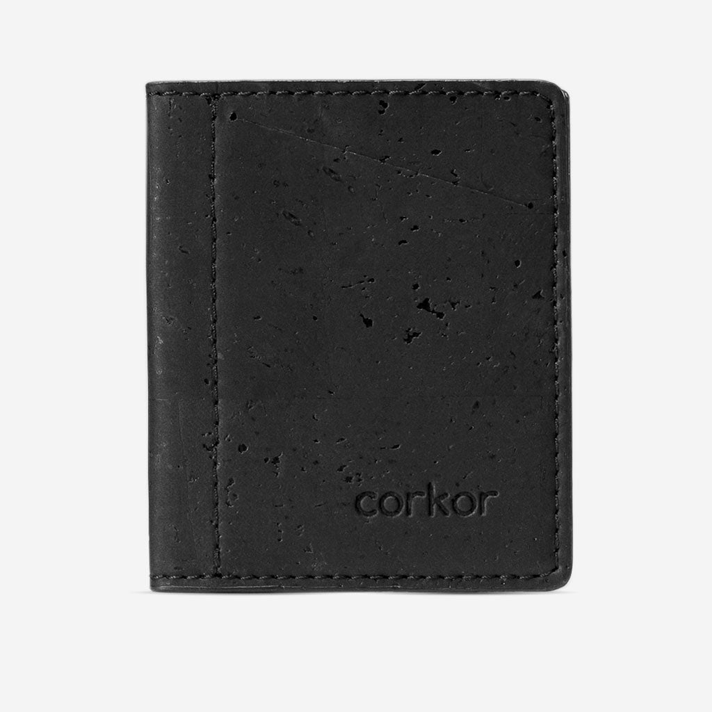 Kork Karten-Portemonnaie mit Kleingeld-Fach Black