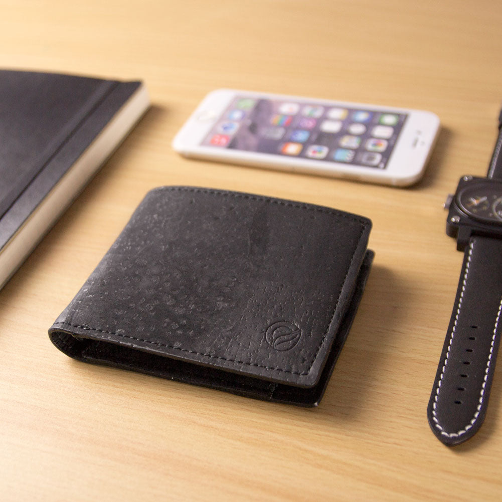 Kork Portemonnaie Mittel Black