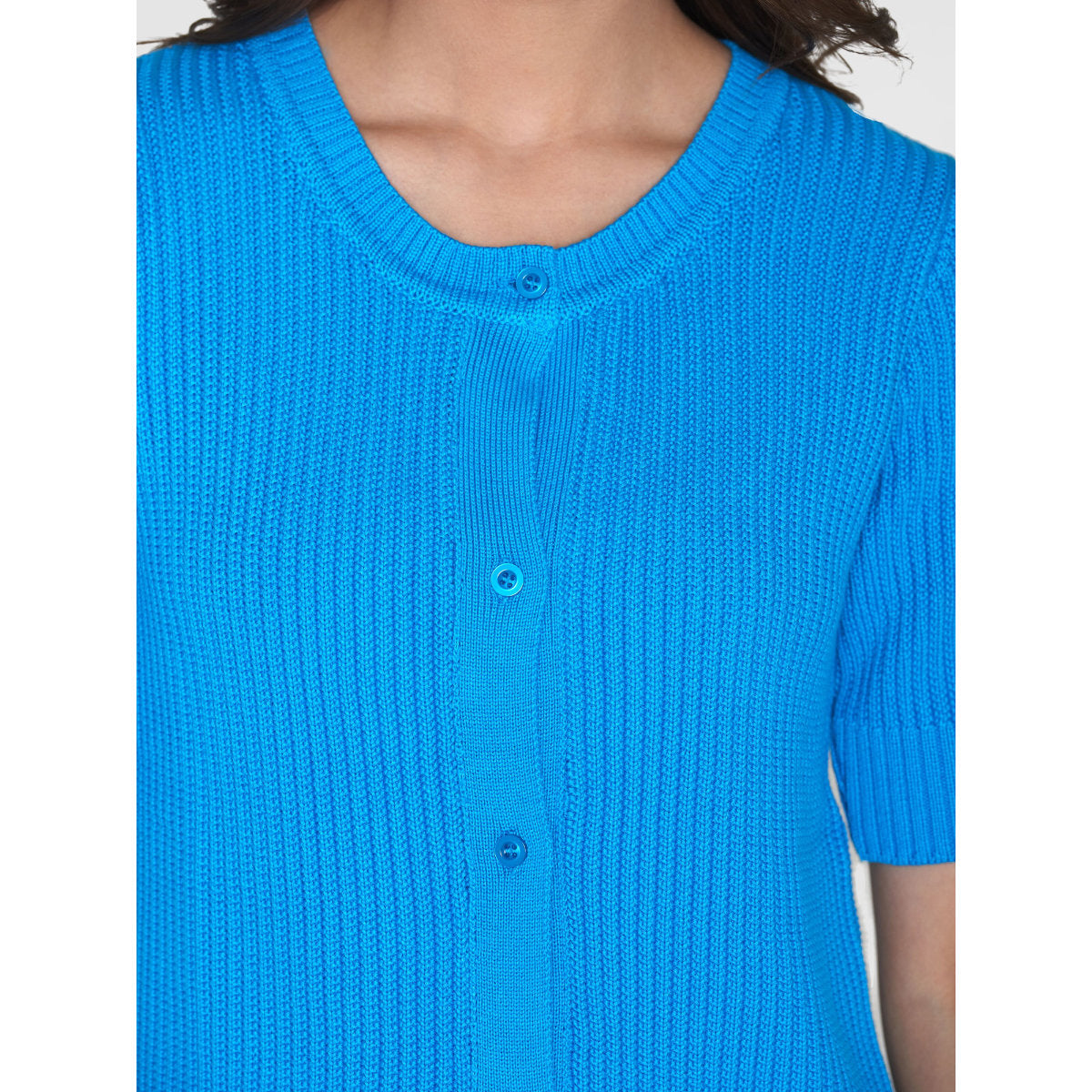 Gestrickter Kurzarm Cardigan aus Bio-Baumwolle und Modal