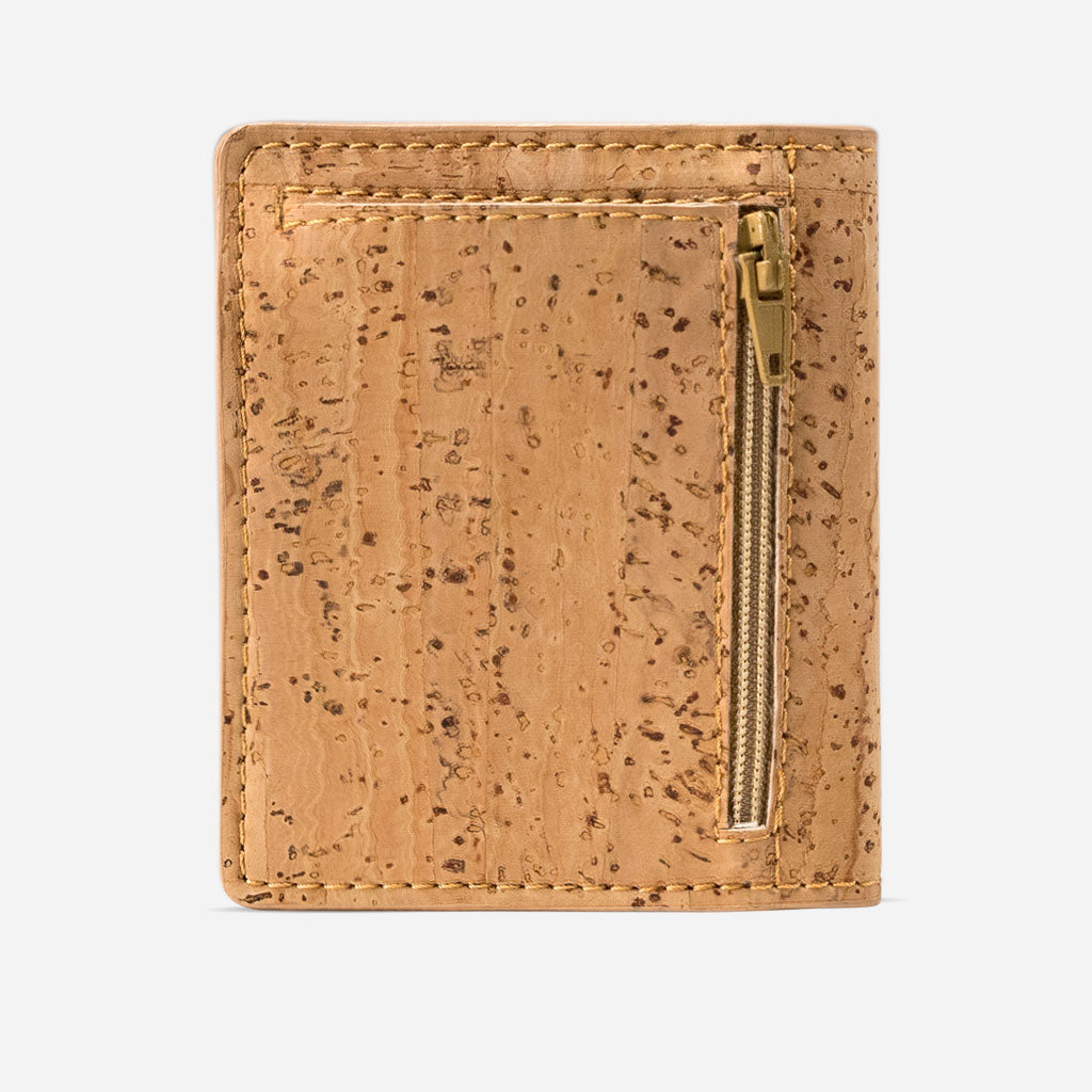 Kork Karten-Portemonnaie mit Kleingeld-Fach Light Brown