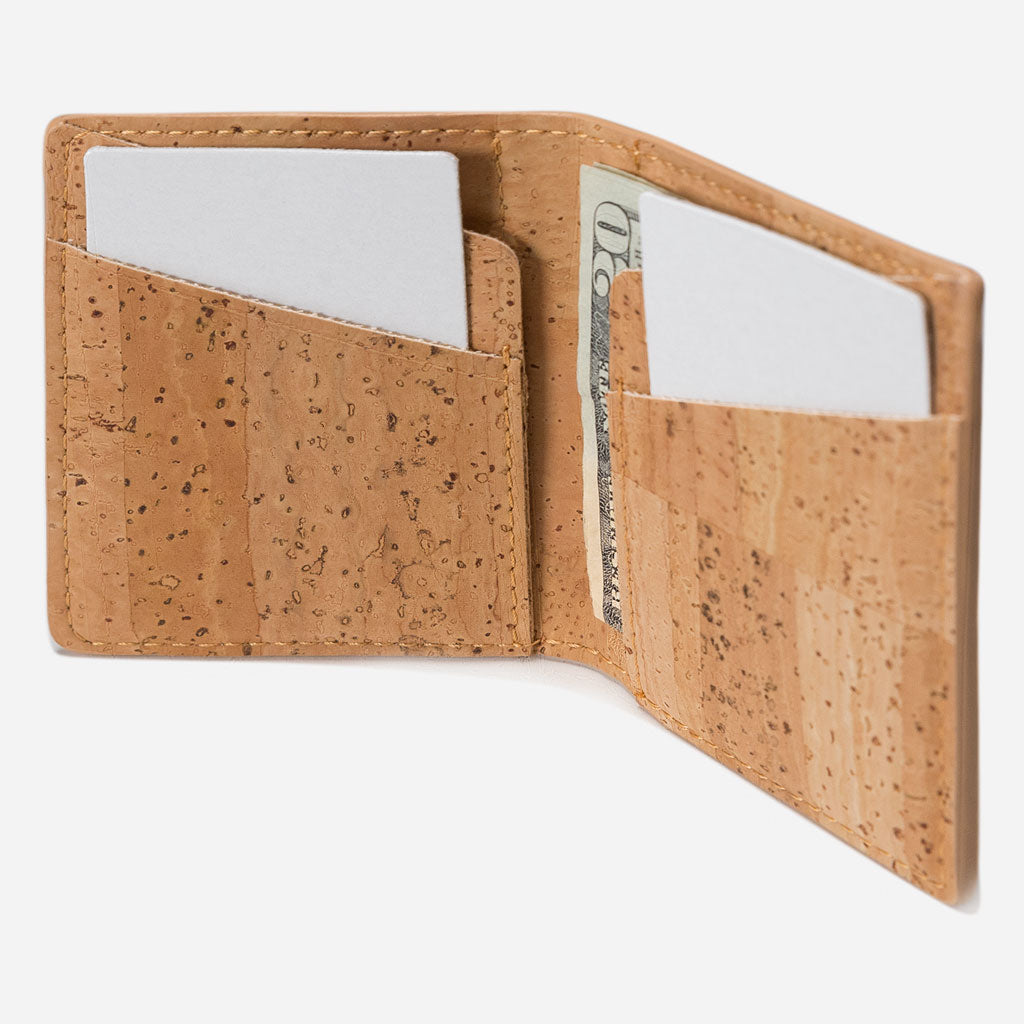 Kork Karten-Portemonnaie mit Kleingeld-Fach Light Brown
