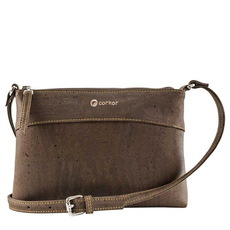 Kork Umhängetasche Klein Dark Brown