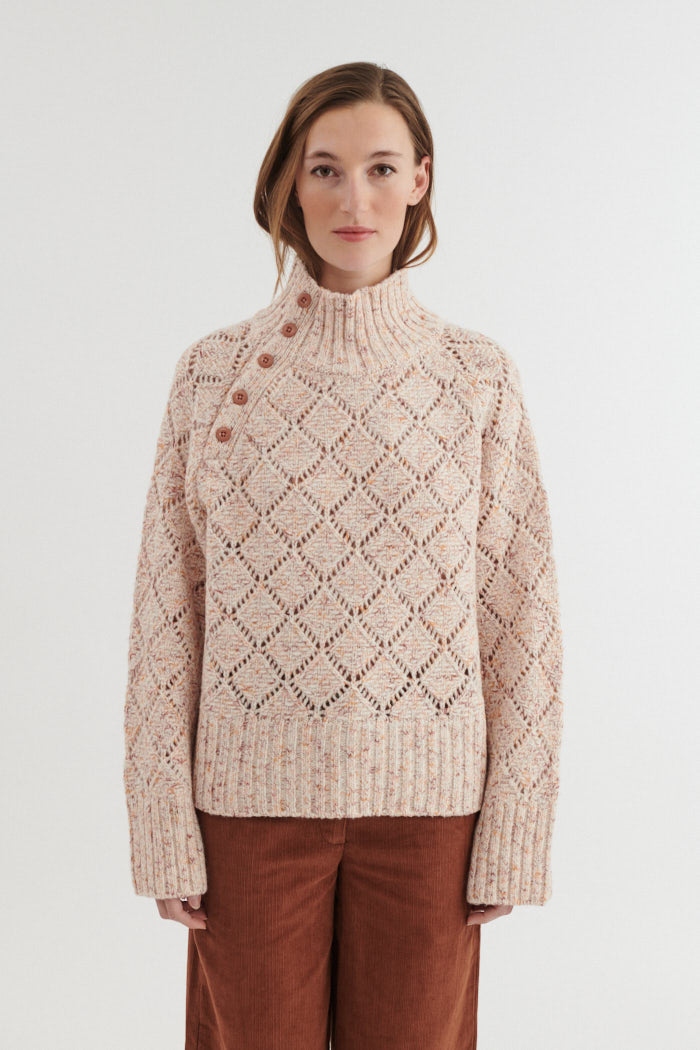 Rollkragen-Strickpullover UTTA aus Wolle und Baumwolle