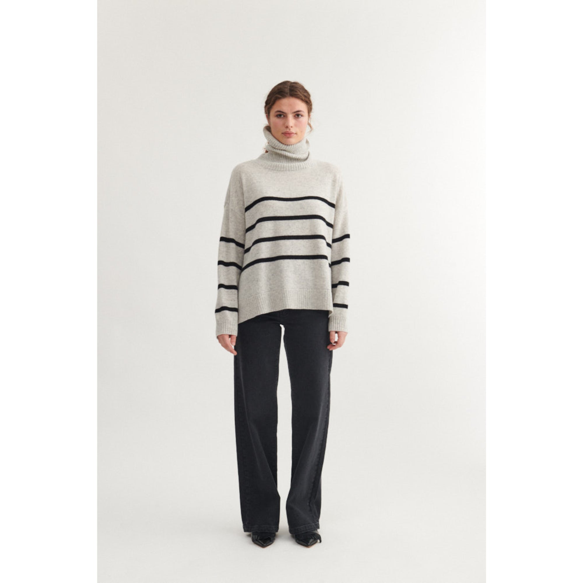 Gestreifter Pullover LISE mit Rundhals aus recycelter Wolle