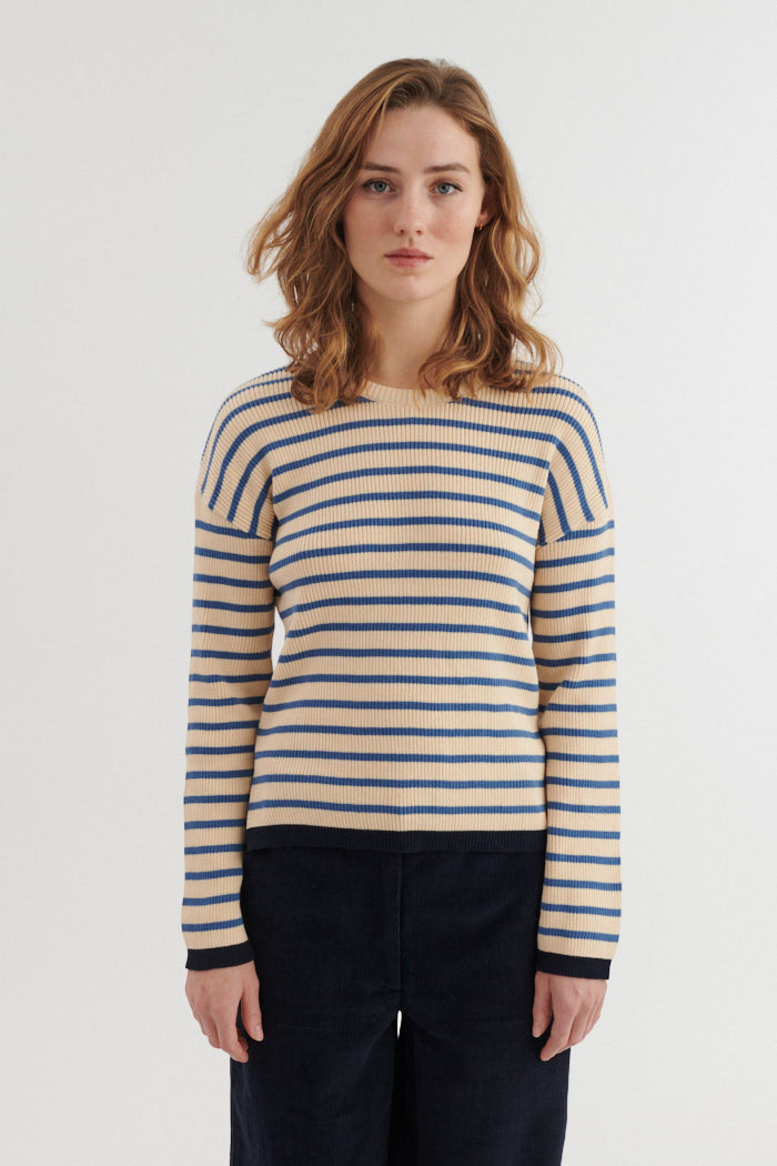 Gestreifter Sweater LILA - Pullover aus Bio-Baumwolle