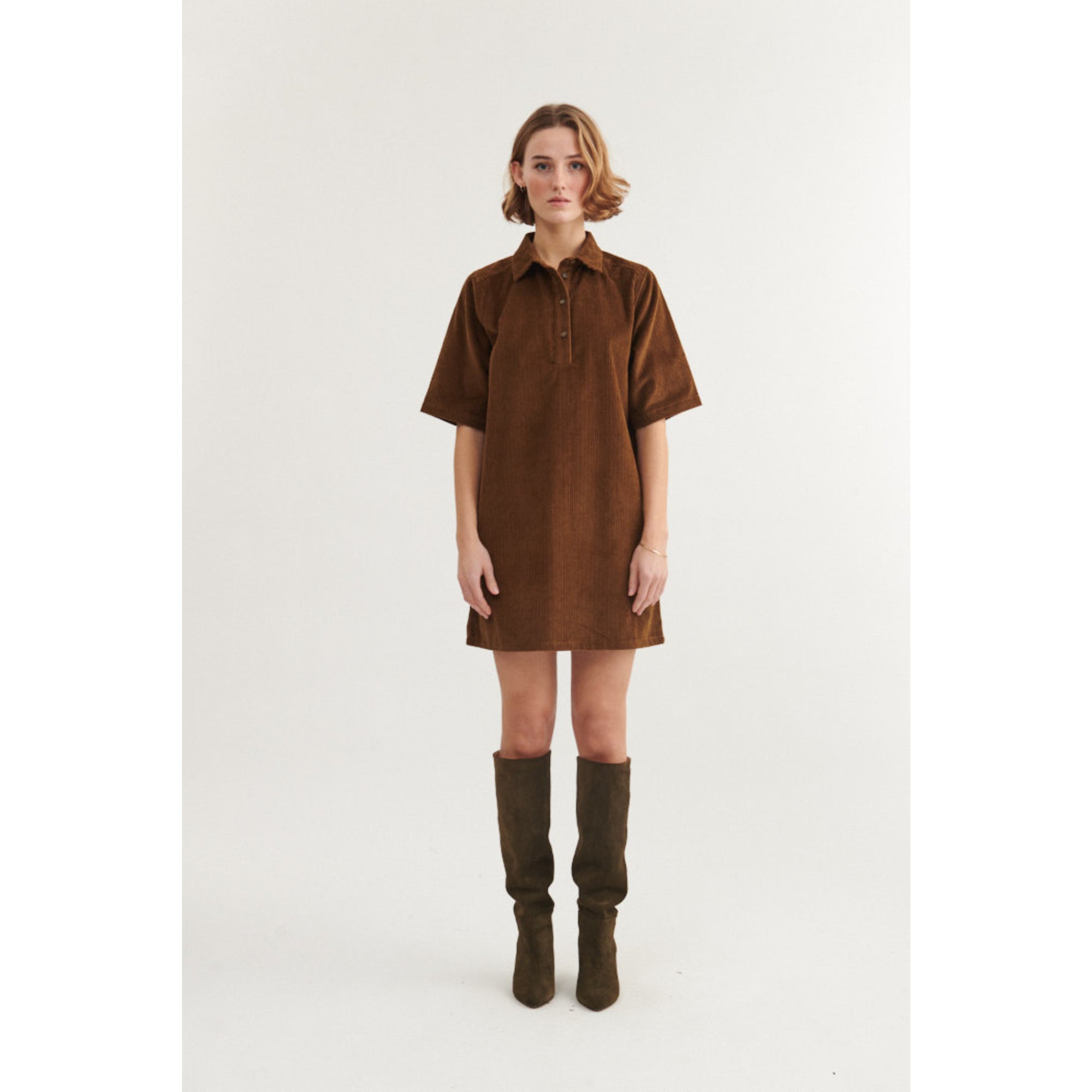 Polo Cord-Kleid ISA aus Bio-Baumwolle GOTS