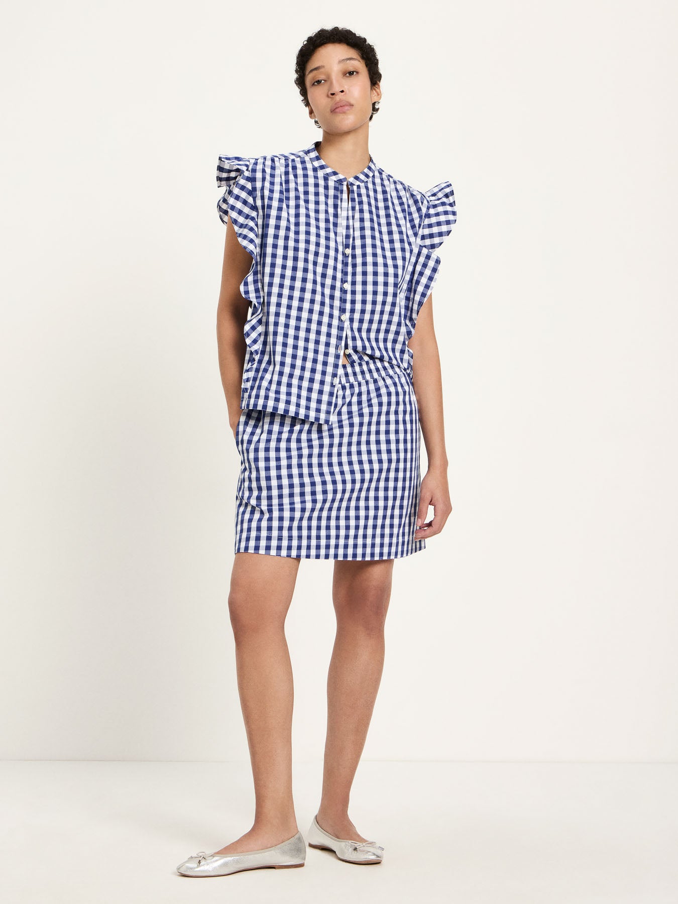 Bluse mit Karomuster VICHY aus Bio-Baumwolle