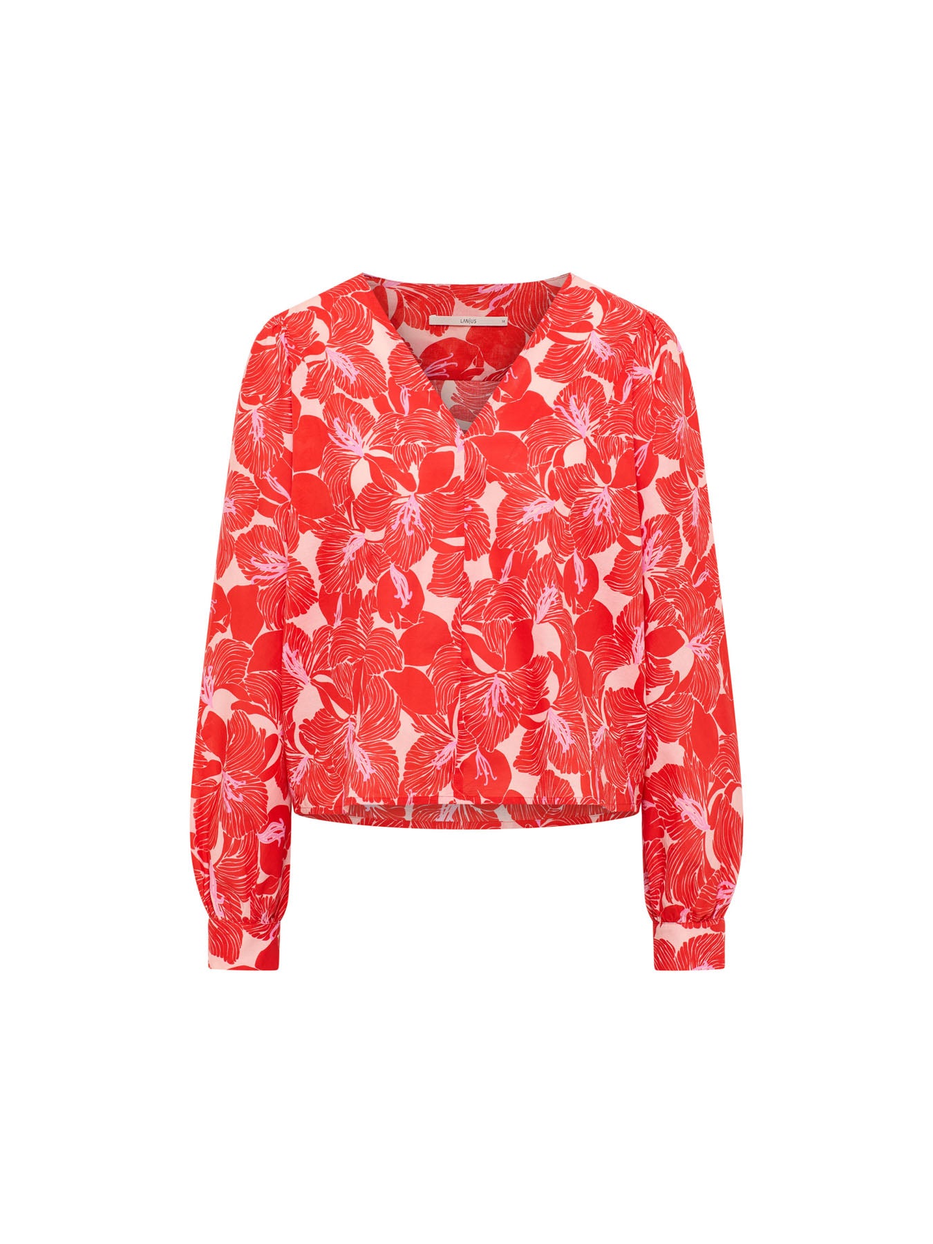 Bluse mit Printmuster und Kräuseln aus Bio-Baumwolle