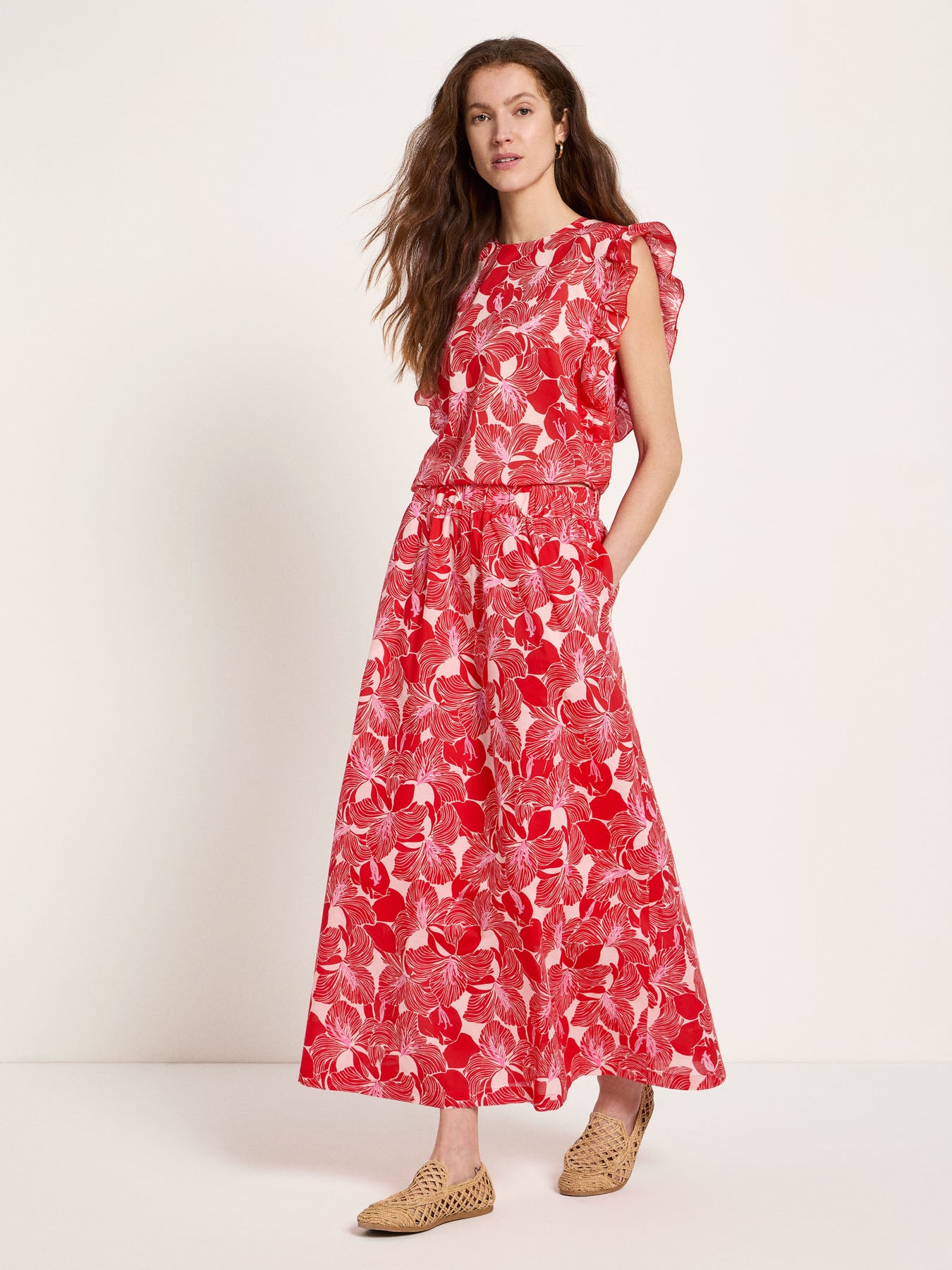 Midirock mit Flowerprint aus Bio-Baumwolle