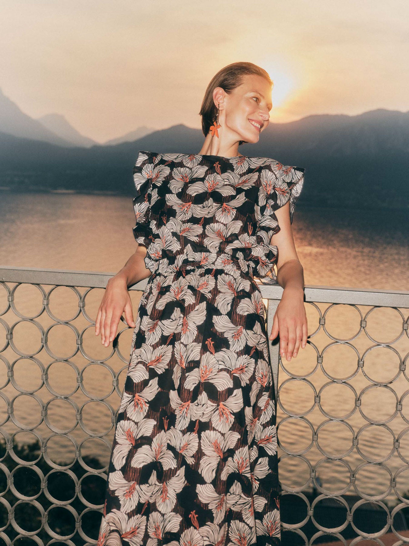 Midirock mit Flowerprint aus Bio-Baumwolle