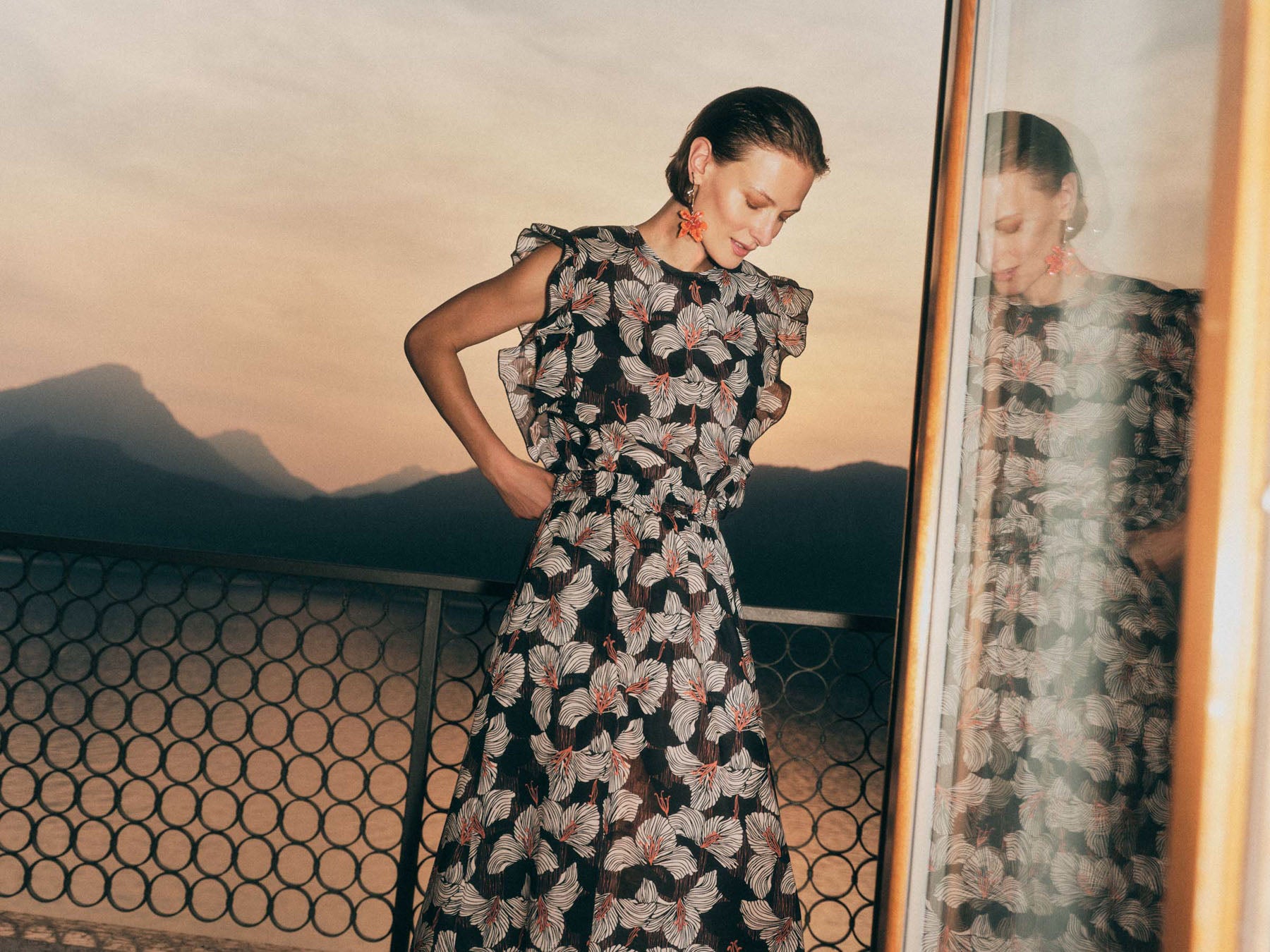 Midirock mit Flowerprint aus Bio-Baumwolle