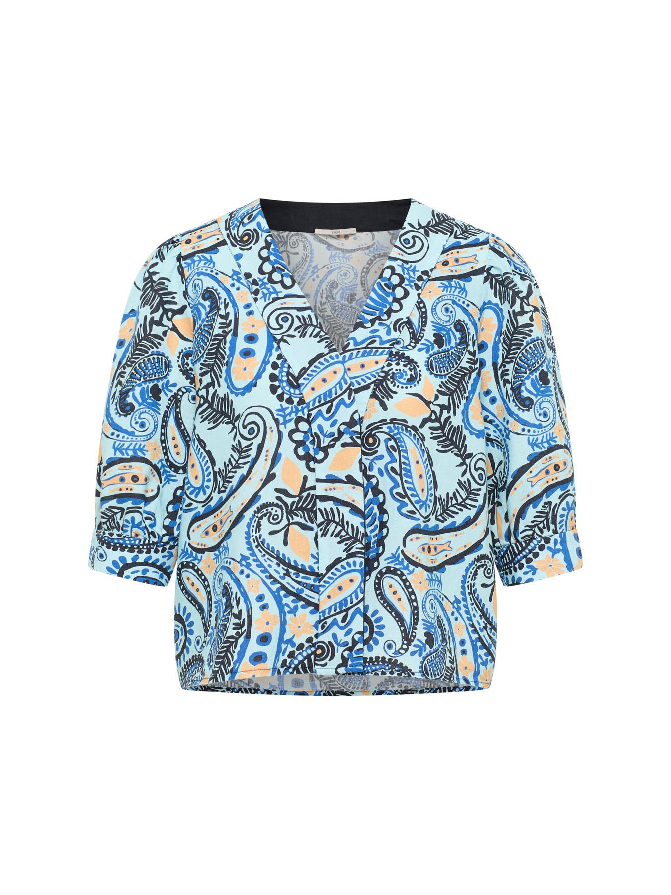 3/4 Arm Bluse mit Paisley-Print aus Bio-Leinen