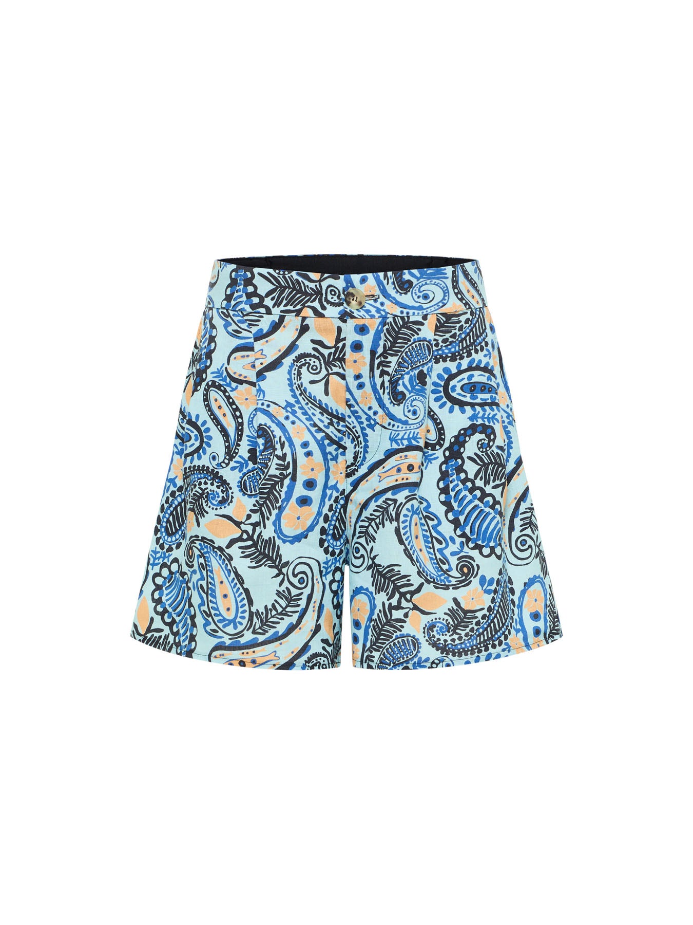 Shorts mit Paisley-Print aus Bio-Leinen
