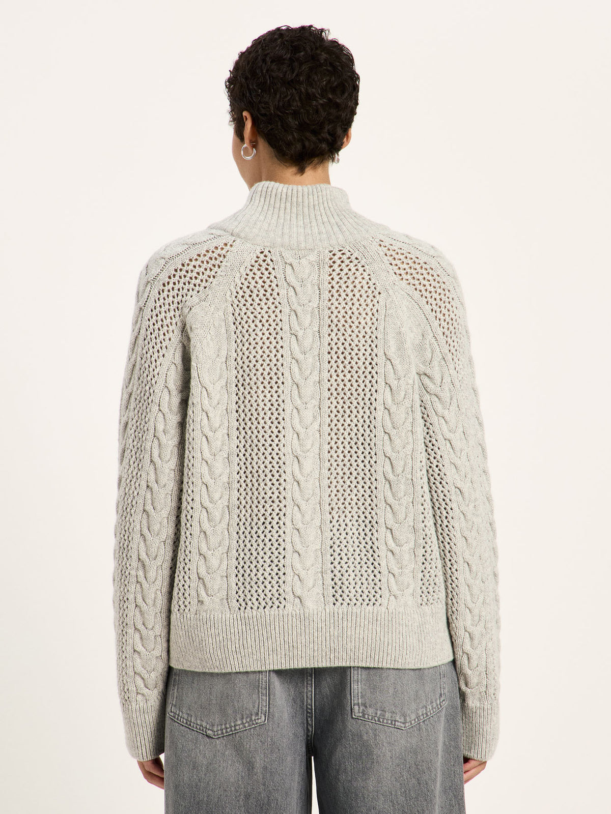 Zopf-Pullover aus Bio-Schurwolle und Bio-Baumwolle (GOTS)