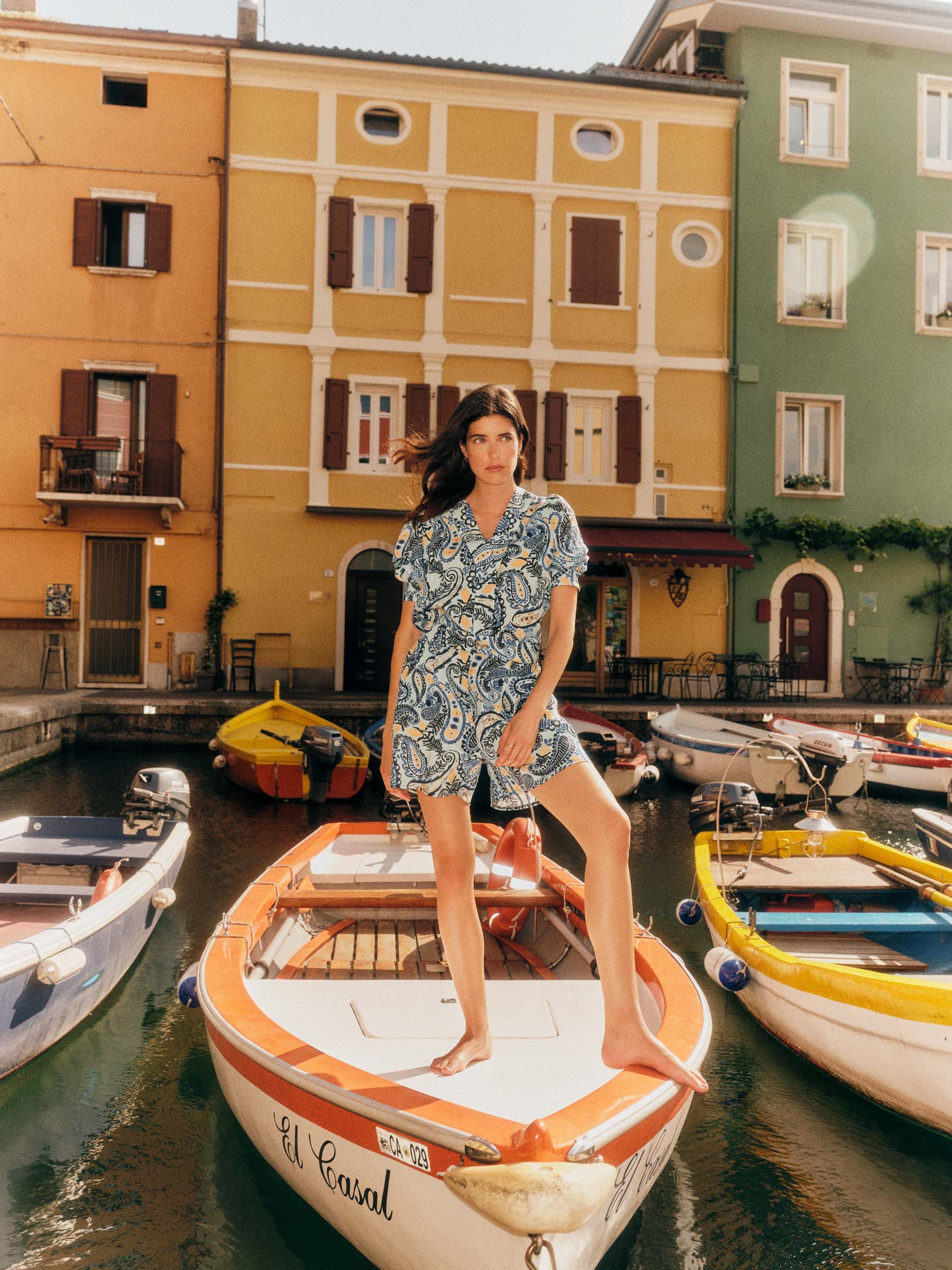 Shorts mit Paisley-Print aus Bio-Leinen