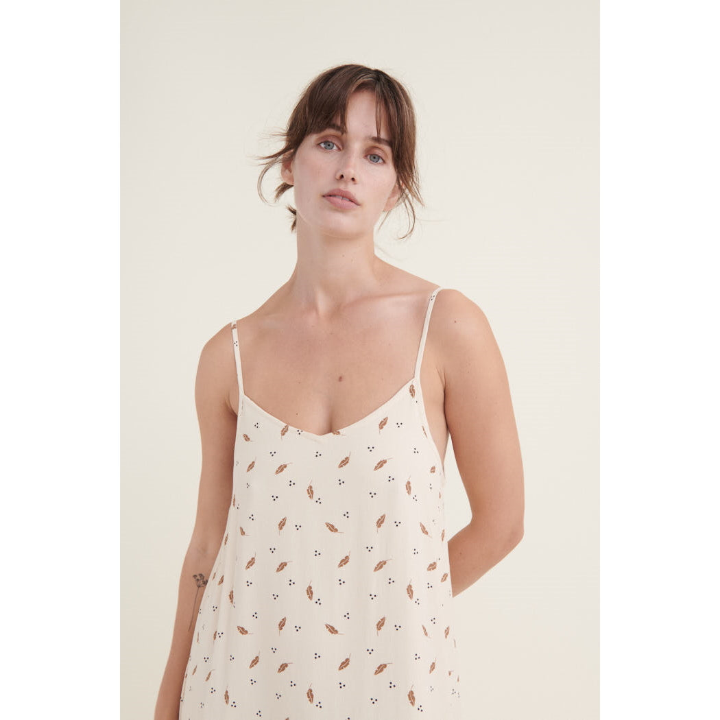Kleid NEDEL mit feinem Blätterprint