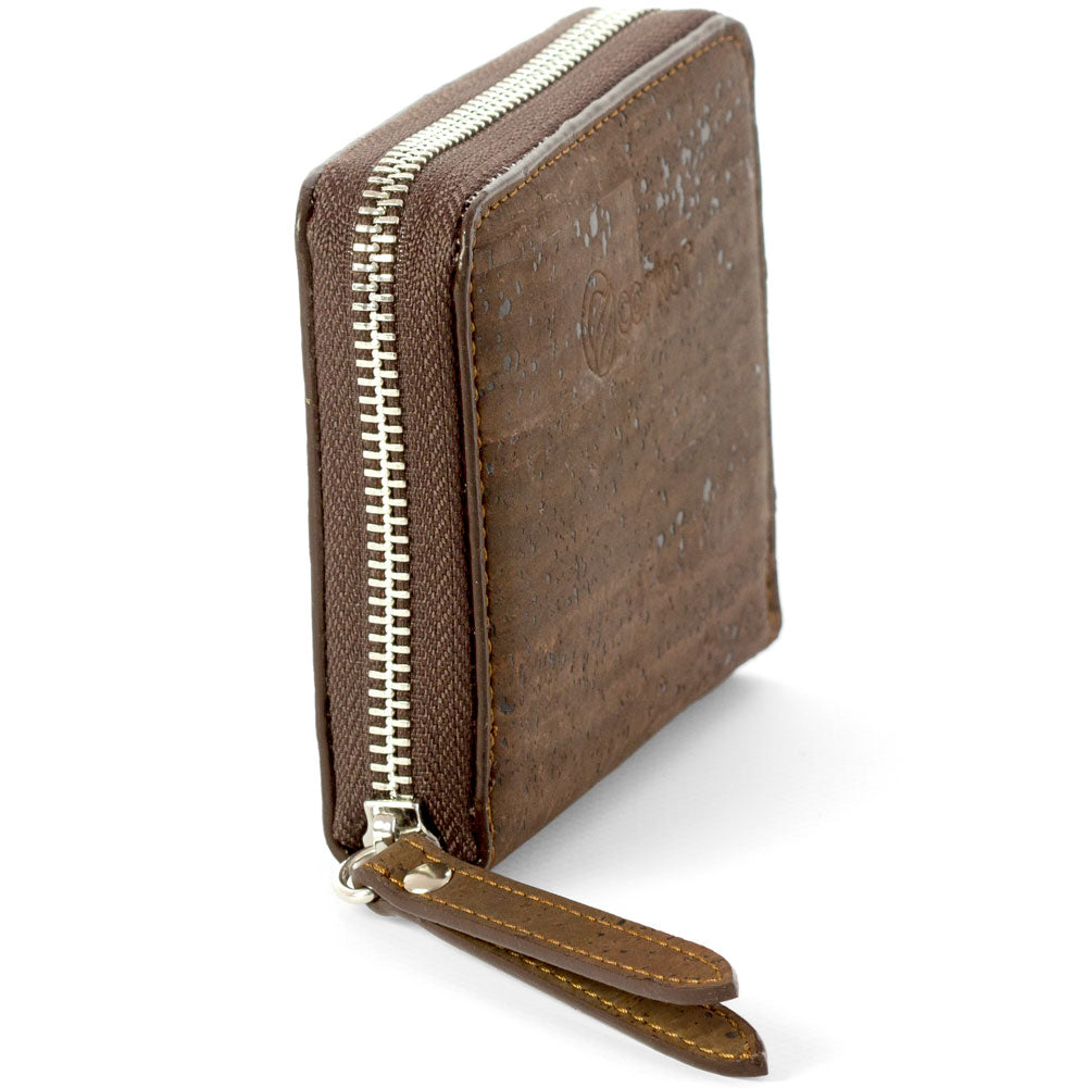 Kork Portemonnaie Reißverschluss Dark Brown