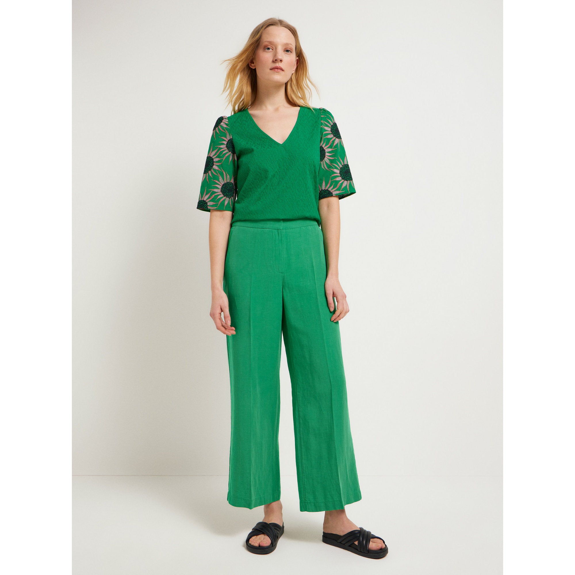 Hose mit weitem Bein aus TENCEL™ und Bio-Leinen