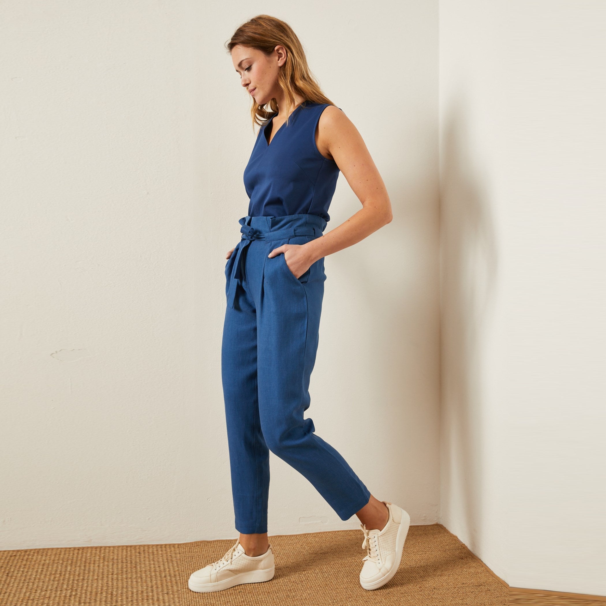 Paperbag Hose aus Tencel und Leinen