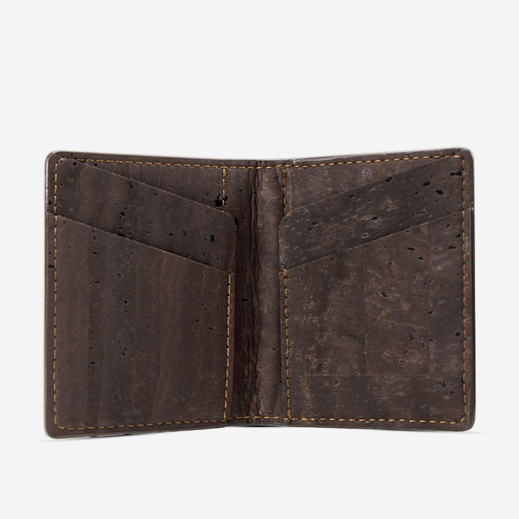 Kork Karten-Portemonnaie mit Kleingeld-Fach Dark Brown