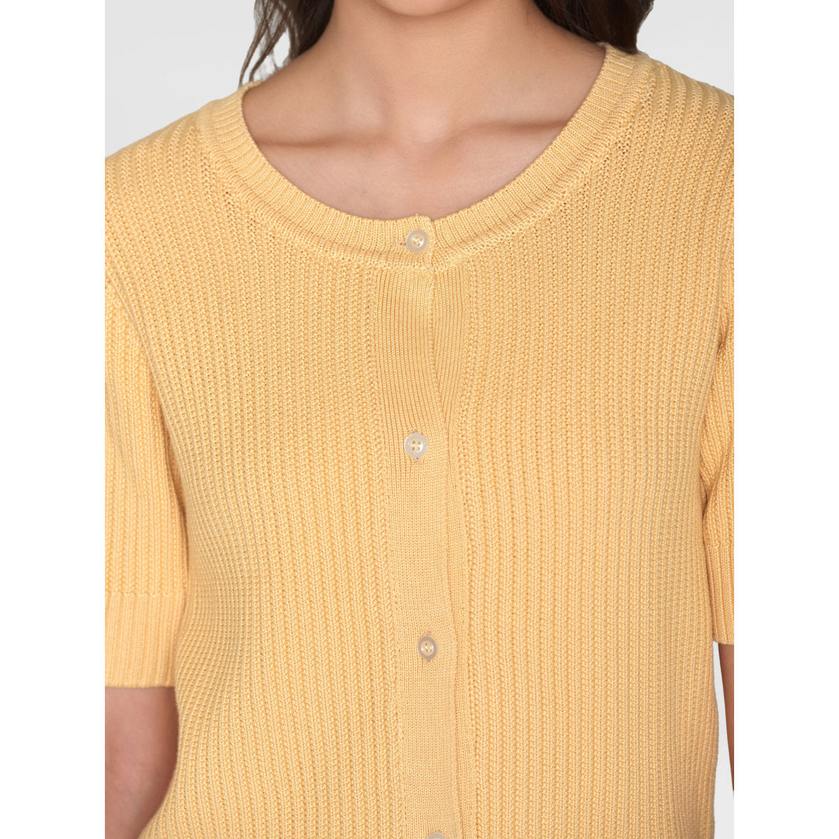 Gestrickter Kurzarm Cardigan aus Bio-Baumwolle und Modal