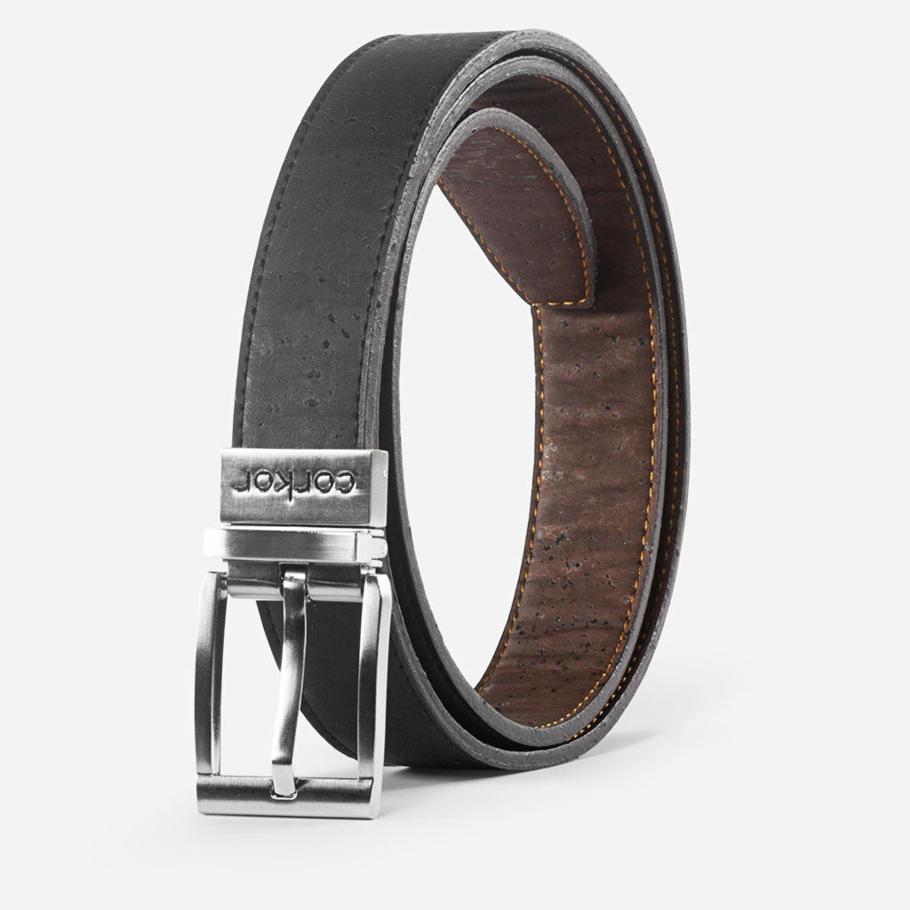 Kork Gürtel 3cm Wendbar 271 Schwarz/Braun