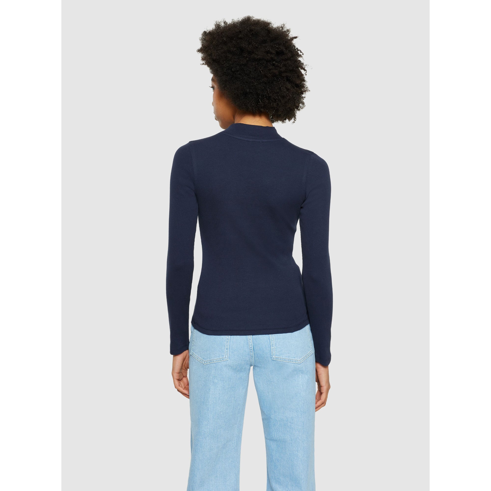 Rib Langarm Shirt HIGH NECK aus Bio-Baumwolle