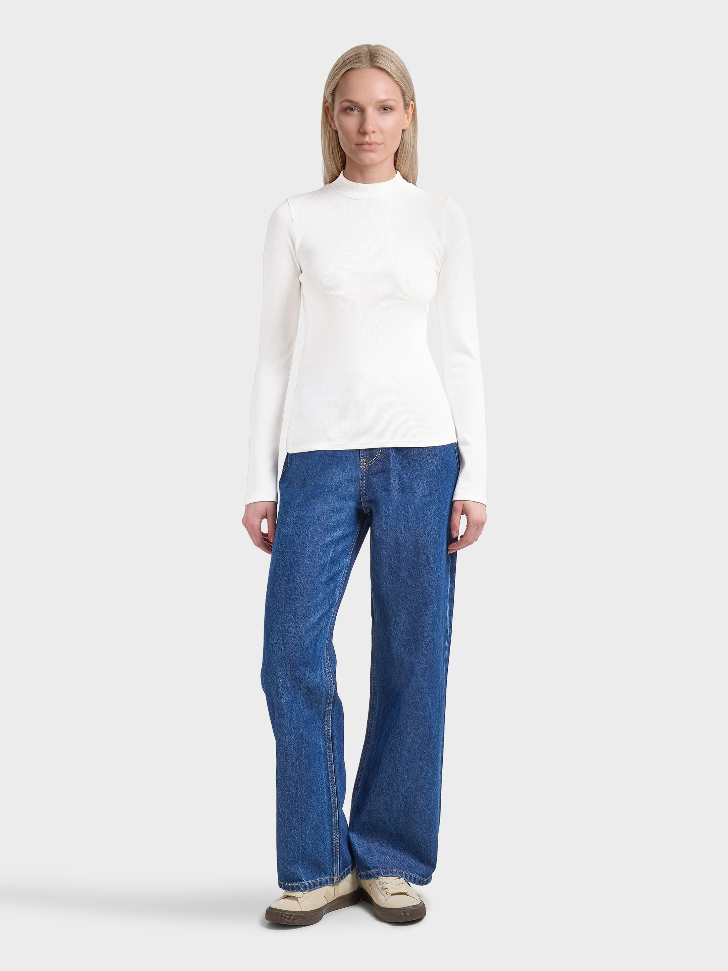 Rib Langarm Shirt HIGH NECK aus Bio-Baumwolle