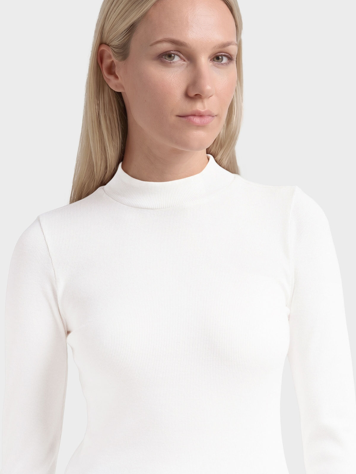 Rib Langarm Shirt HIGH NECK aus Bio-Baumwolle