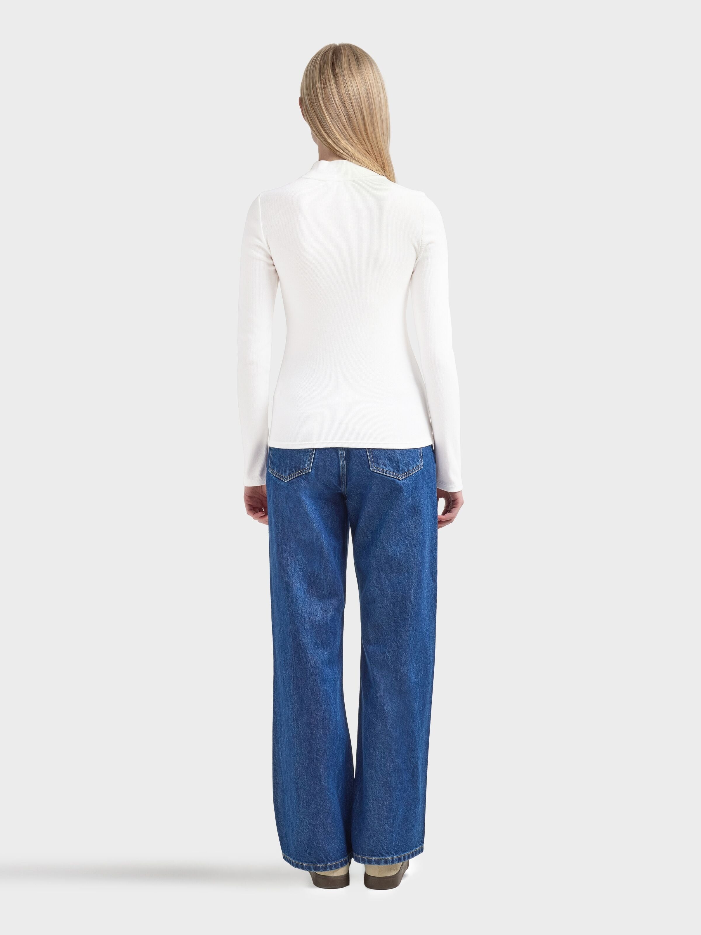 Rib Langarm Shirt HIGH NECK aus Bio-Baumwolle