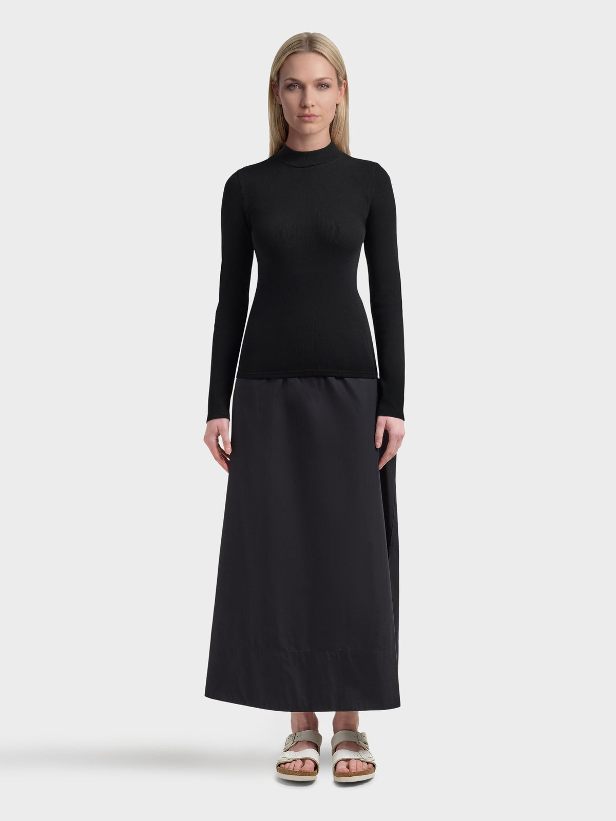 Rib Langarm Shirt HIGH NECK aus Bio-Baumwolle