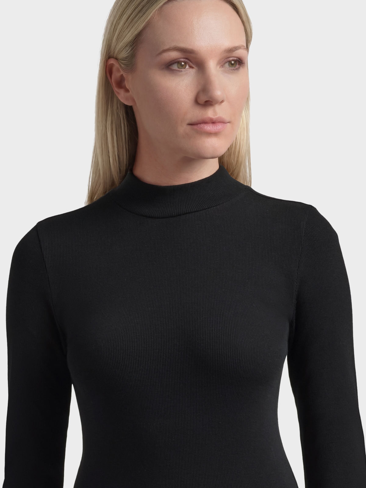 Rib Langarm Shirt HIGH NECK aus Bio-Baumwolle