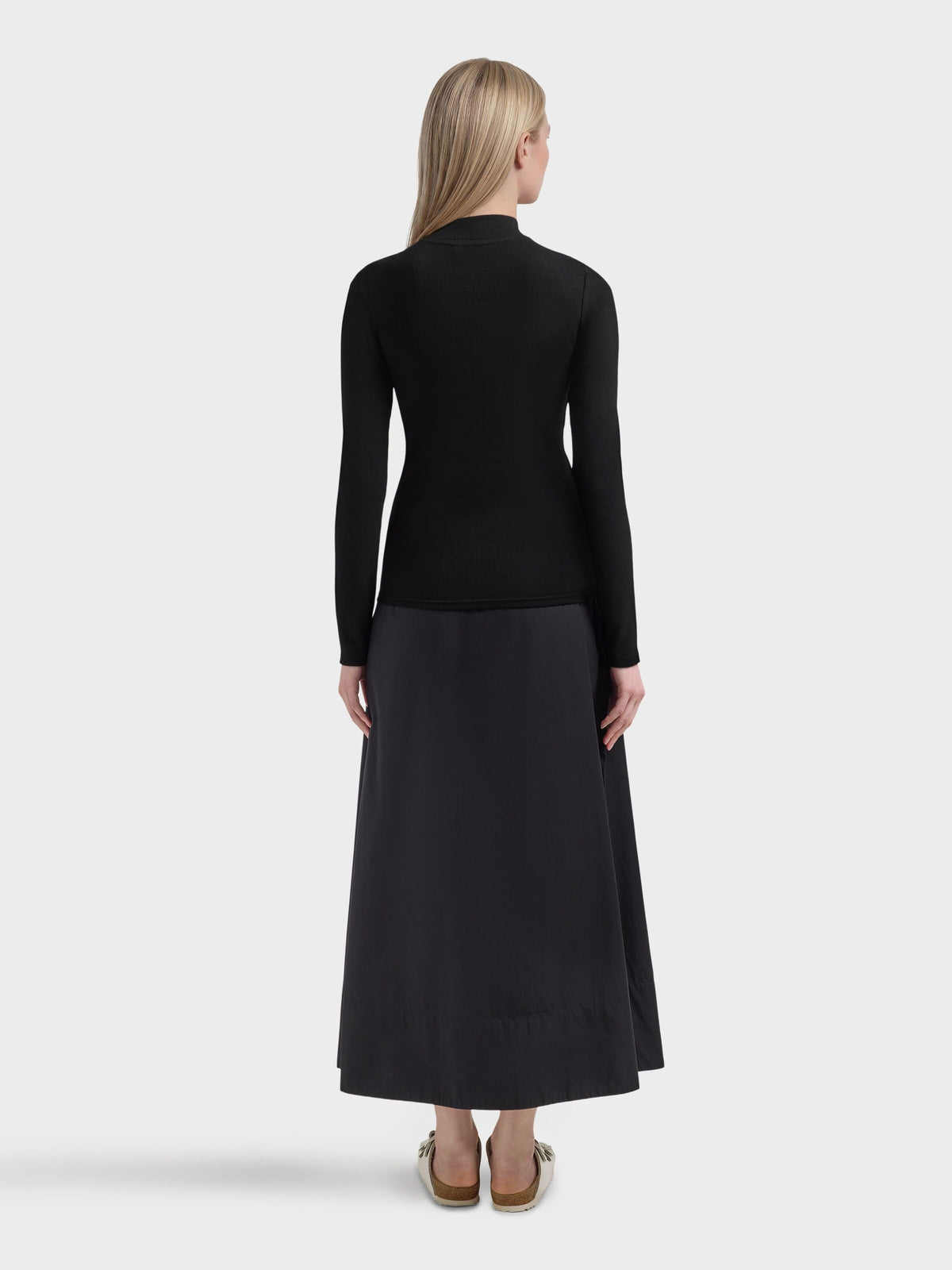 Rib Langarm Shirt HIGH NECK aus Bio-Baumwolle
