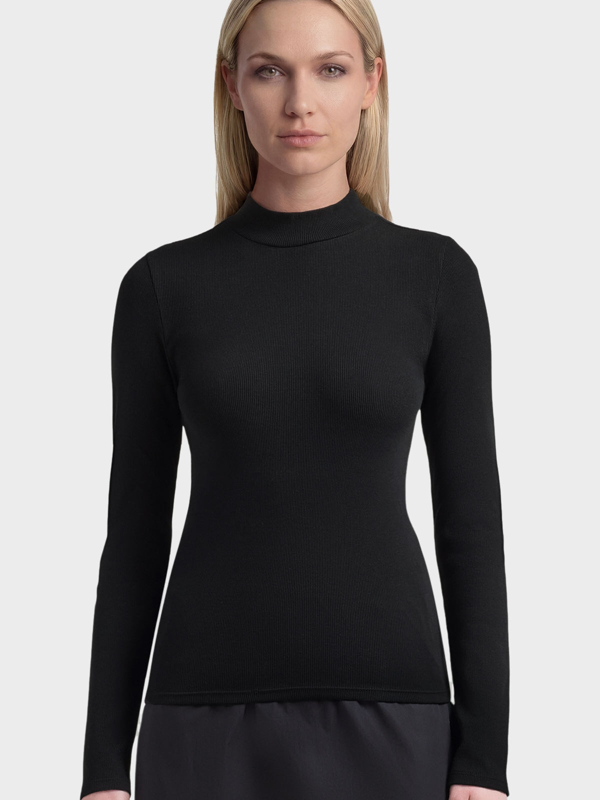 Rib Langarm Shirt HIGH NECK aus Bio-Baumwolle