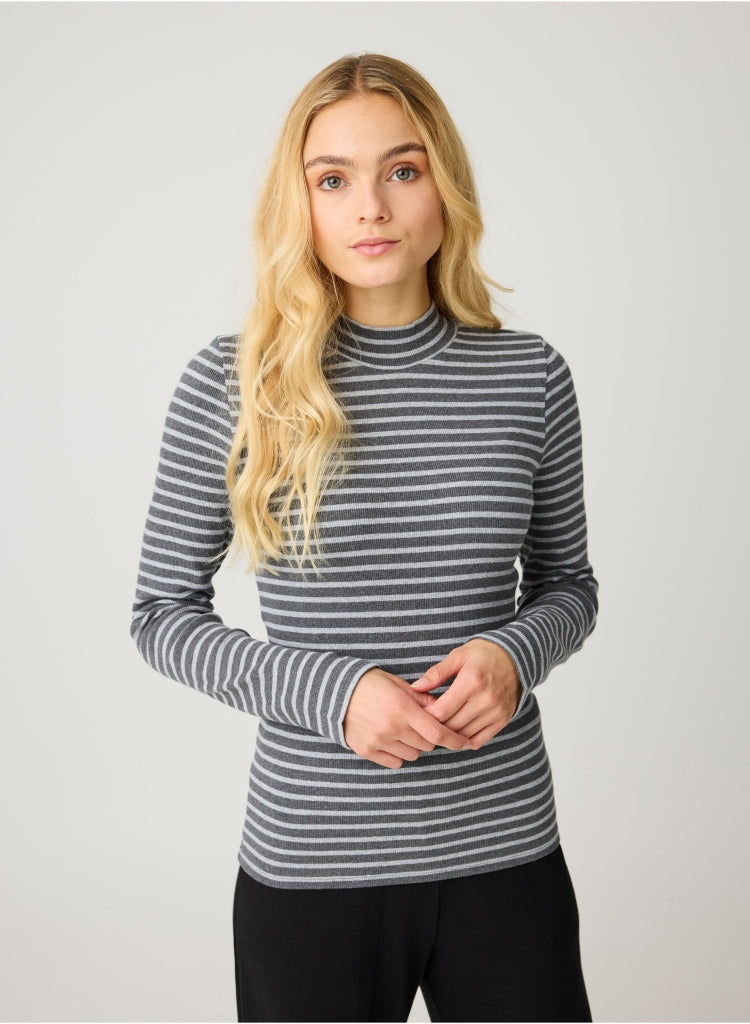 Rib Langarm Shirt HIGH NECK aus Bio-Baumwolle