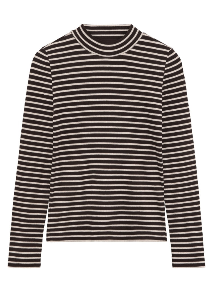 Rib Langarm Shirt HIGH NECK aus Bio-Baumwolle