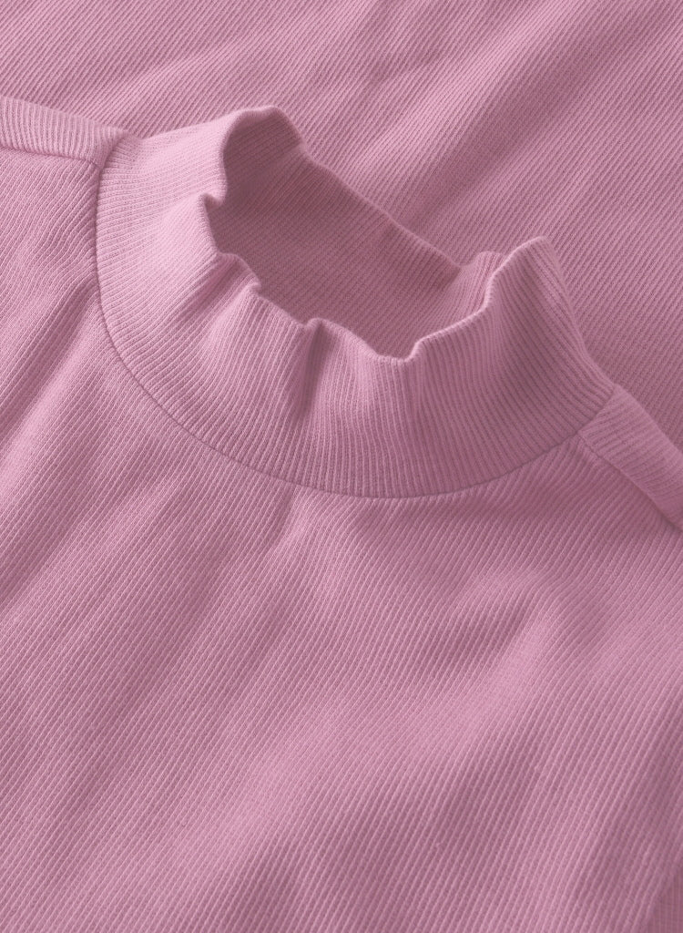 Rib Langarm Shirt HIGH NECK aus Bio-Baumwolle
