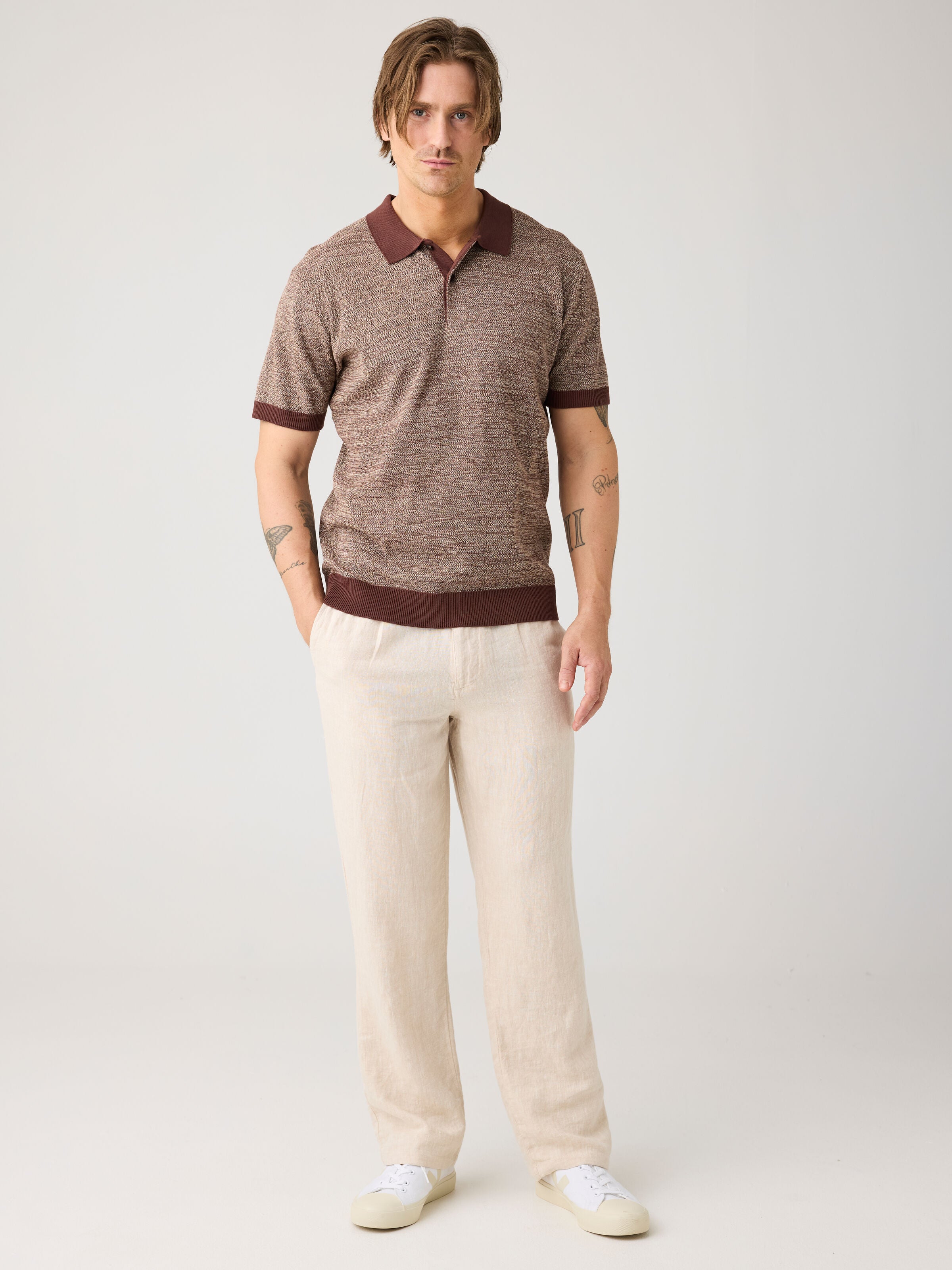 Gestricktes Kurzarm-Poloshirt aus Bio-Baumwolle