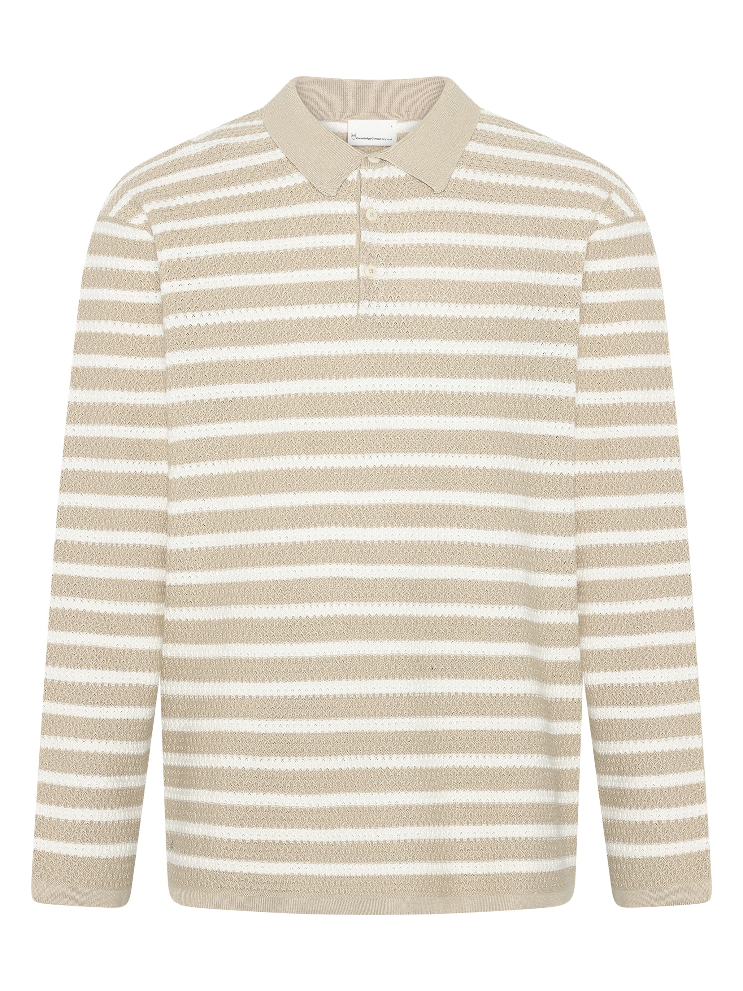 Gestricktes Langarm-Poloshirt mit Streifen aus Bio-Baumwolle