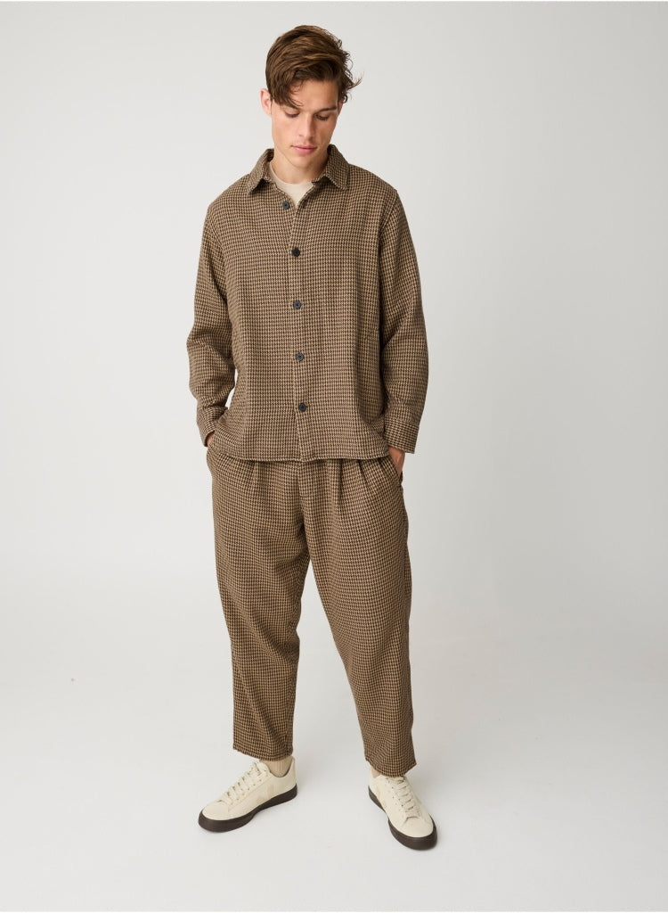 Lockeres Overshirt mit Hahnentrittmuster aus Bio-Baumwolle