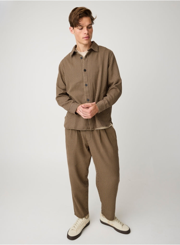 Lockeres Overshirt mit Hahnentrittmuster aus Bio-Baumwolle
