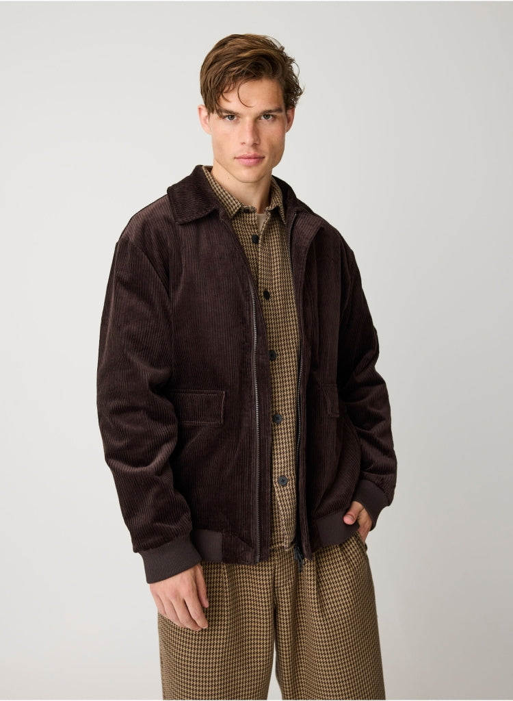 Lockeres Overshirt mit Hahnentrittmuster aus Bio-Baumwolle