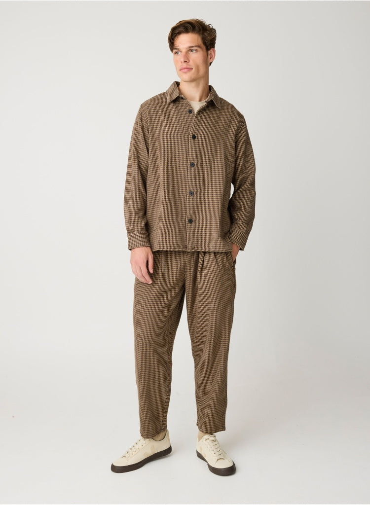 Lockeres Overshirt mit Hahnentrittmuster aus Bio-Baumwolle