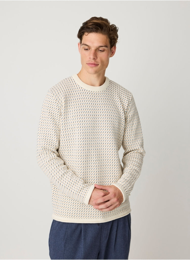 Strickpullover Jacquard crew neck knit aus Bio-Baumwolle ROC/GOTS/Vegan