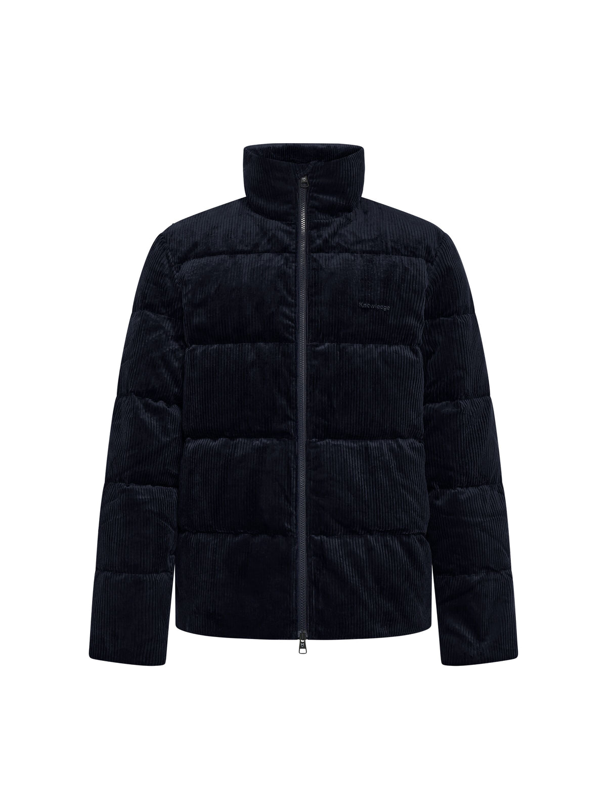 Wattierte Cord-Steppjacke mit hohem Kragen aus Bio-Baumwolle