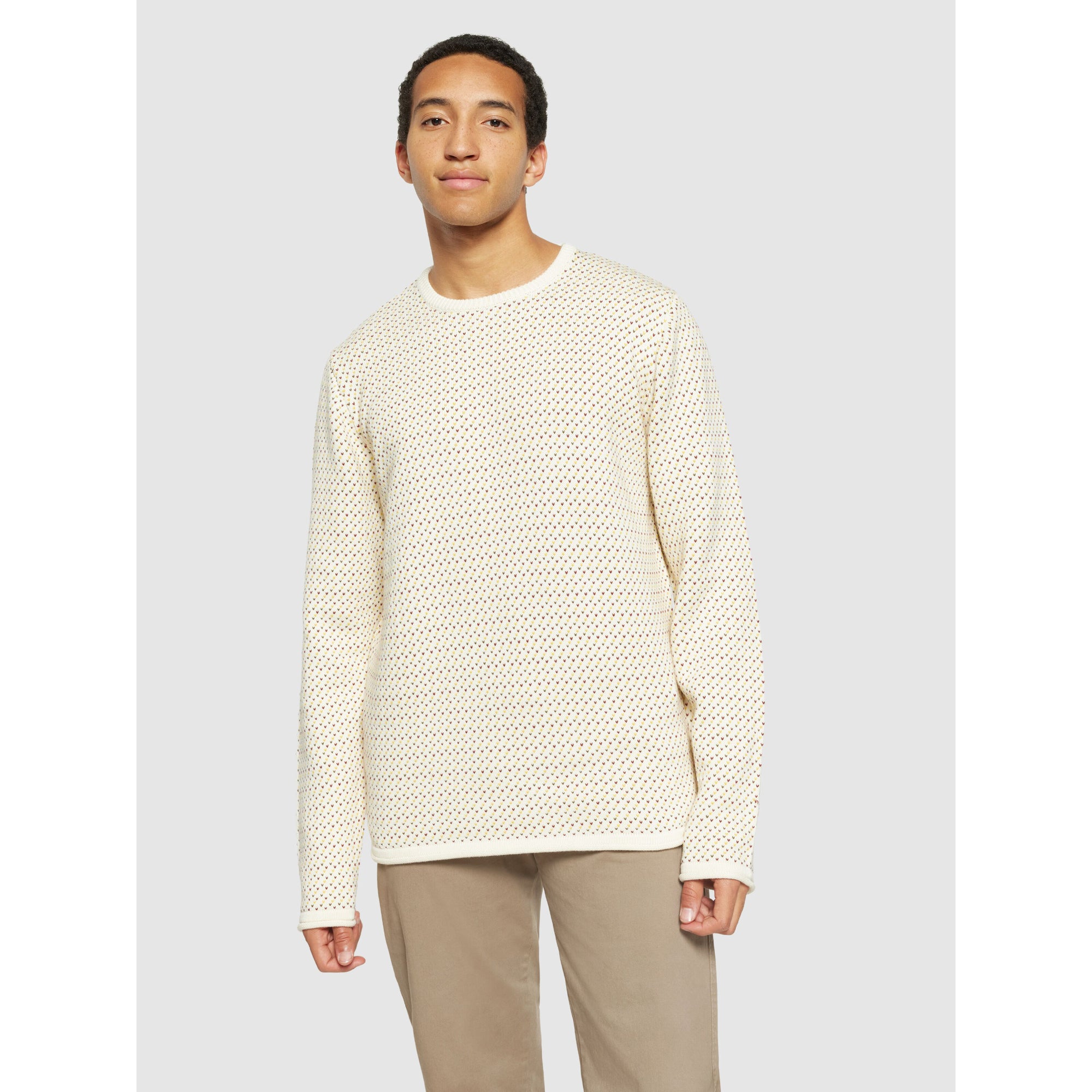 Strickpullover Jacquard crew neck knit - Regenerative Organic Certified aus Bio-Baumwolle