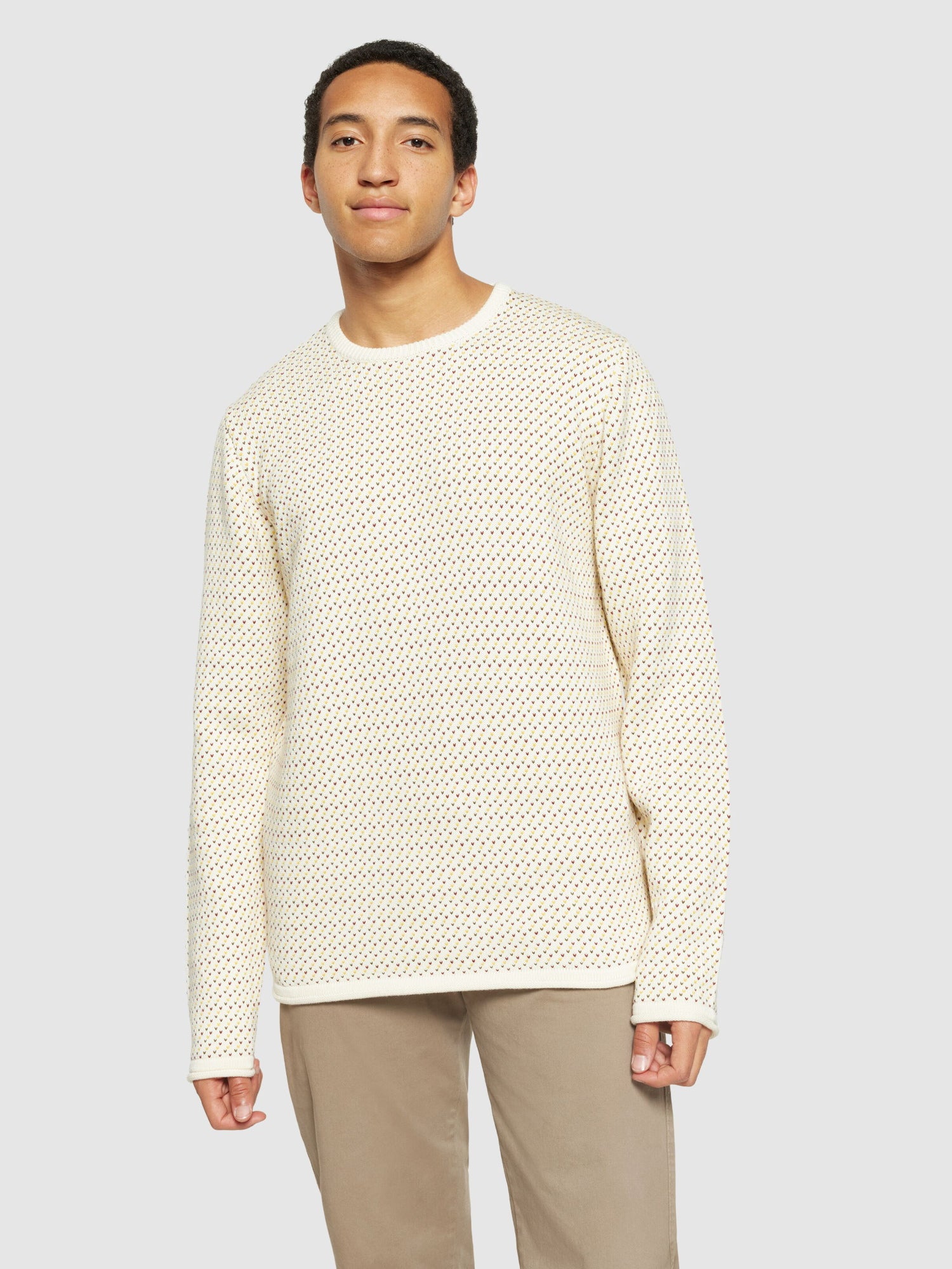 Strickpullover Jacquard crew neck knit aus Bio-Baumwolle ROC/GOTS/Vegan
