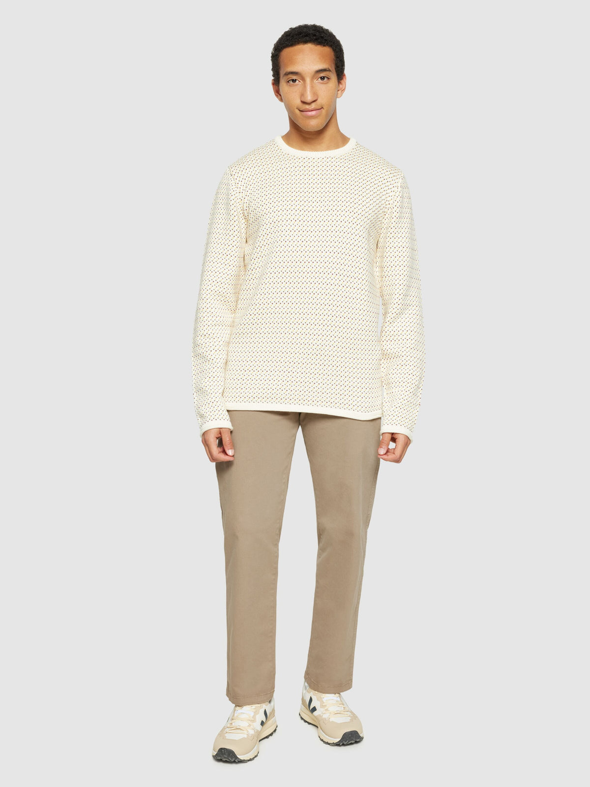 Strickpullover Jacquard crew neck knit aus Bio-Baumwolle ROC/GOTS/Vegan