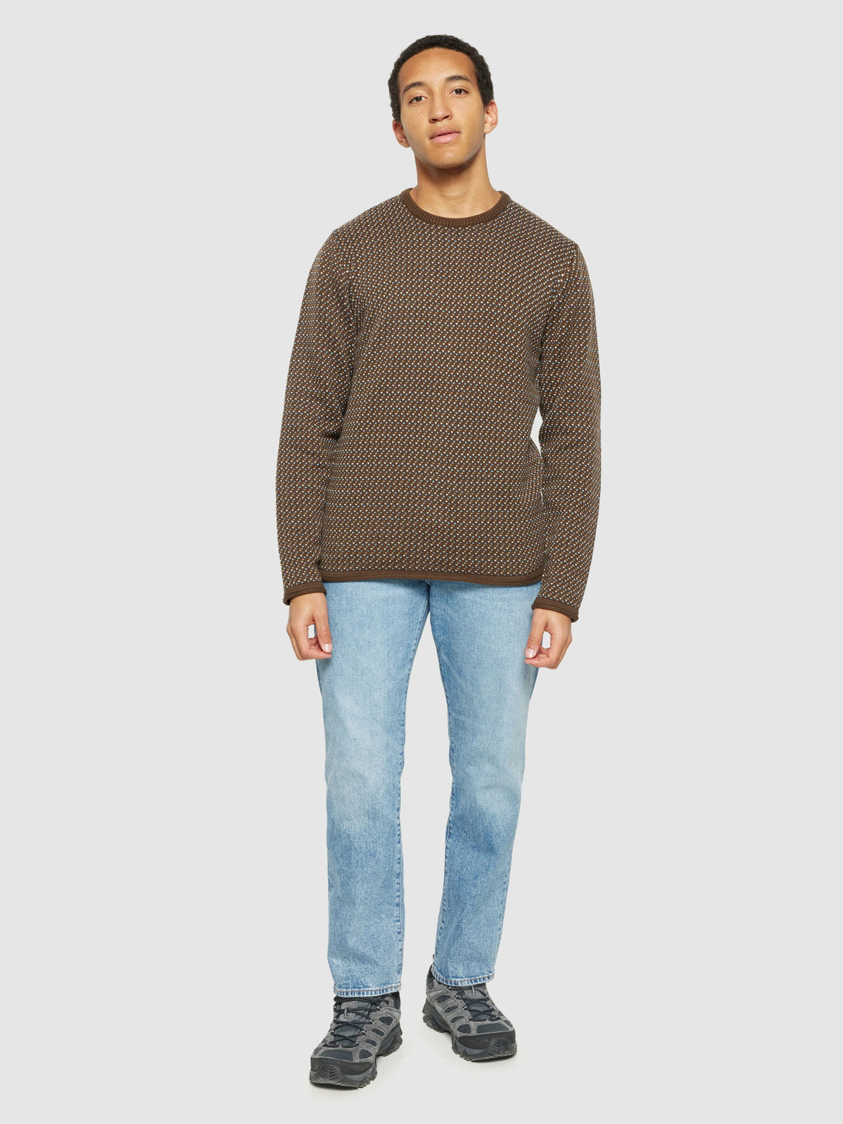 Strickpullover Jacquard crew neck knit aus Bio-Baumwolle ROC/GOTS/Vegan